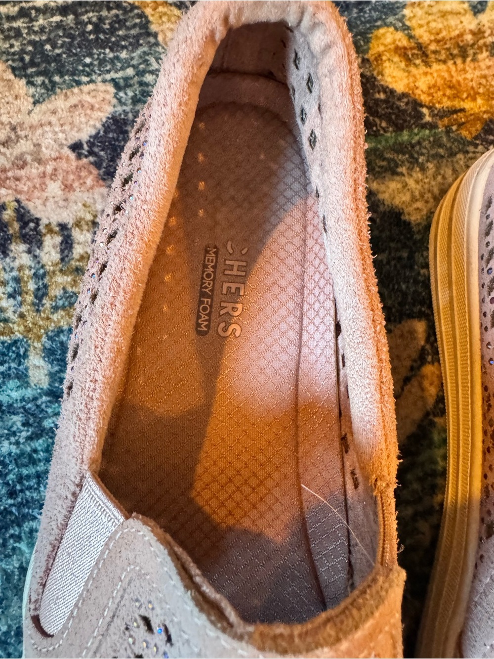 Skechers Slip-On Perforated Sparkle Flats in Blush Pink - Picture 5 of 7